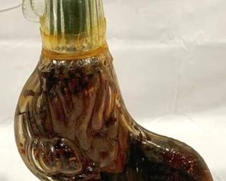 2645 - Glass Rooster Bottle w/ contents 14" tall