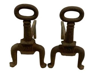 4213 - Pair Cast Iron Andirons 13 x 7 x 12