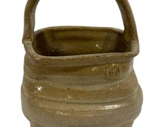 8122 - Signed Art Pottery Basket 8 x 6 x 5