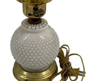 8354 - Hobnail Milk Glass Lamp Base 9" You are buying a used as-is electric/electronic item. We do not guarantee all components are present, and if it is not expressly stated, it is untested.