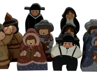 .4088 - 10 Wood Thanksgiving People Decor