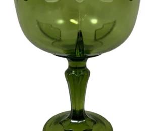 1114 - Indiana Green Teardrop Compote 7.5 x 6