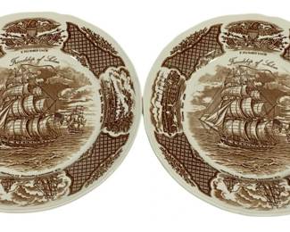 8254 - Pair Meakin Transferware 10.5" Plates Fair Winds
