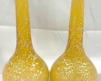 2908 - Pair Glass Decanters - 10" Tall