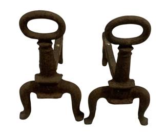 4212 - Pair Cast Iron Andirons 13 x 7 x 12