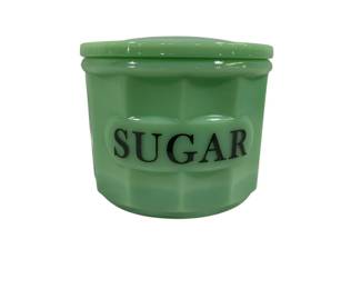 1937 - Jadeite Sugar Jar w/ Lid 3.5 x 4.5
