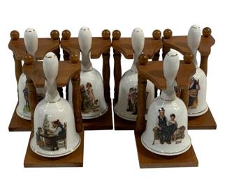 4197 - 6 Norman Rockwell Bells w/ Stands 6"
