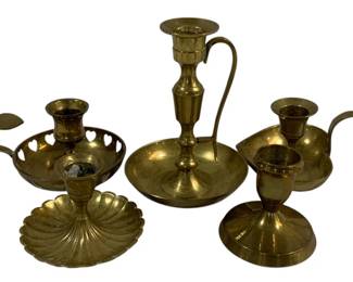 4080 - 5 Brass Candleholders