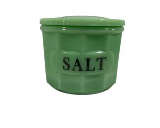 1936 - Jadeite Salt Jar w/ Lid 3.5 x 4.5