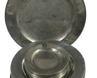 4101 - 18 Wilton Pewter Plates 13", 10.5", 6"