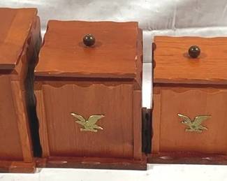 2316 - 4 Vintage Wood Canisters - 6, 7, 8, &9" Tall