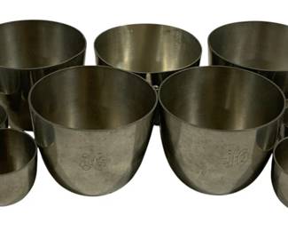 4214 - Group of 9 Pewter Cups 3' & 1.5"
