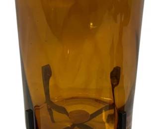4193 - Amber Glass Hurricane Vase on Stand 12 x 6