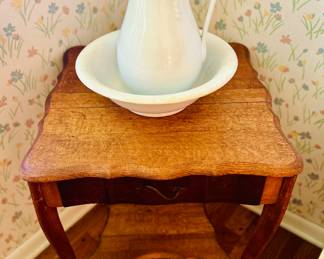 J & D Ironstone Stone China Wash Pitcher and Basin Set