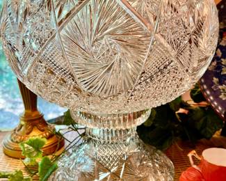 Fabulous stand-out pinwheel brilliant cut crystal punch bowl on stand.