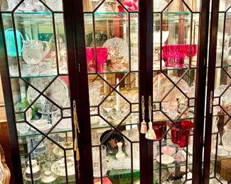 China cabinet full of crystal, more Waterford, Williams & Sonoma Christmas, and more!