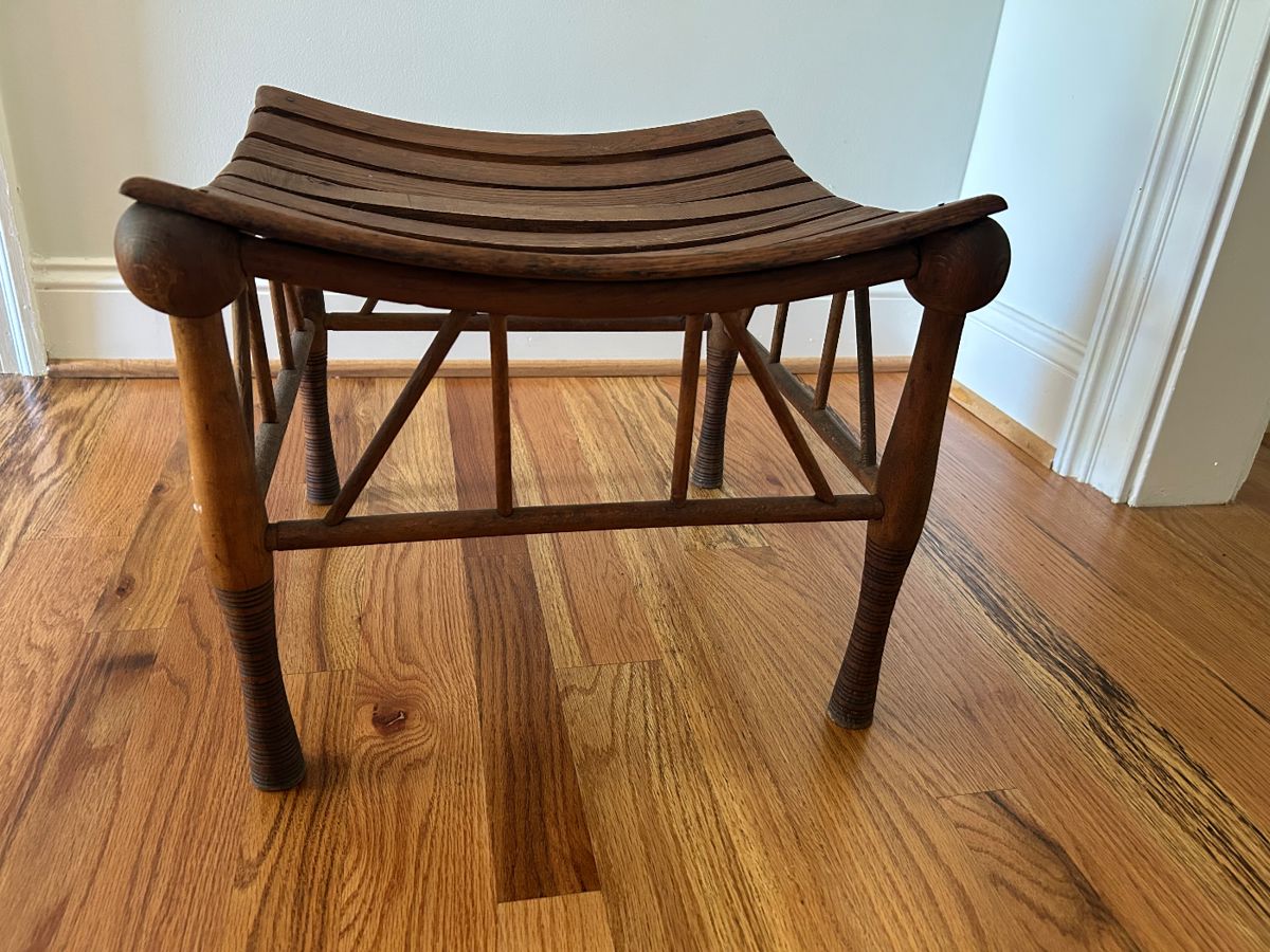 Early 20th Century Egyptian Revival Thebes Stool.   This is a presale item at $650.  Pick up would be the week of July 21st - 26th.