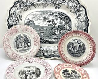 Vintage Transferware Hudson River Platter & 4 Transferware Plates With Hangers, Most Purchased In Paris
Lot #: 57