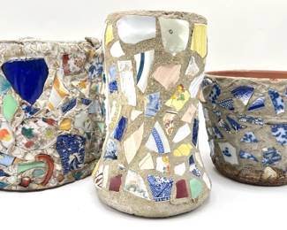 2 Vintage Hand Made Piquet Assiette French Mosaic Planters & 1 Vase, Purchased In The Hamptons
Lot #: 108