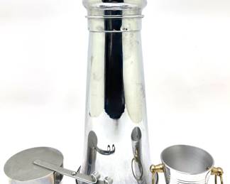 Vintage Art Deco Forman Brothers Cocktail Shaker, Miniature French Art Deco Ice Bucket & Fondue Feul Holder
Lot #: 30