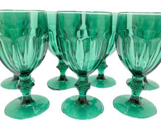 7 Vintage Libbey Gibraltar Emerald Green Footed Ice Tea Goblets Wine Glasses
Lot #: 69