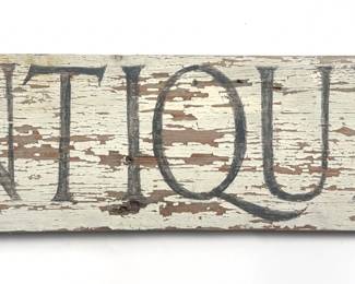 Vintage Solid Wood Distressed Antiques Sign Purchased At A San Francisco Flea Market
Lot #: 39