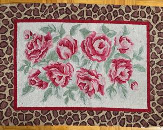 Clever Carriage Home Hooked Wool Rug With Cotton Backing, Cabbage Roses With Animal Print Border (3 X 5 Feet)
Lot #: 93