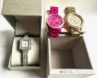 3 Watches: 2 By Michael Kors With 1 Branded Box & New In Box Le Chateau
Lot #: 63