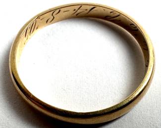 14K Gold Wedding Band Ring With Inscription, Size 7.5
Lot #: 9