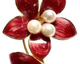 Japanese Enamel Flower Pin With 3 Pearls
Lot #: 86