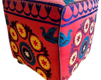 Suzani Hand Embroidered Ottoman Tapestry Pouf, Fabric From Uzbekistan, Created In Brooklyn
Lot #: 3