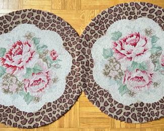 2 Clever Carriage Home Wool Rugs With Cotton Backing, Roses With Leopard Border (3 Feet Diameter)
Lot #: 115
