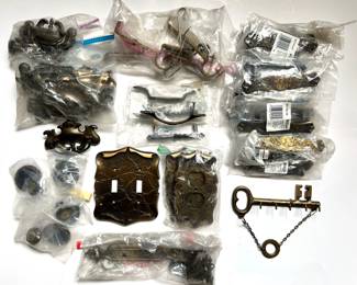 New Hardware: Drawer Pulls, Handles, Knobs, Key Hook, Light Switch Covers & More (Over 40 Pieces)
Lot #: 158
