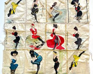 12 Vintage Hand Painted Silk French Cigarette Ladies Sewn Together, Collectable
Lot #: 28
