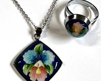 Japanese Cloisonne Necklace With Matching Adjustable Ring
Lot #: 87