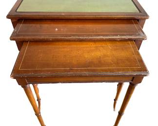 Set 3 Vintage 1940s Imperial Grand Rapids Stacking Tables, Largest With Green Leather Inlay
Lot #: 4