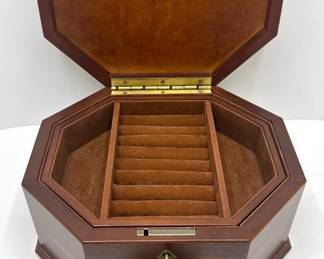 Solid Wood Jewelry Box With Key & Velvet Interior
Lot #: 74