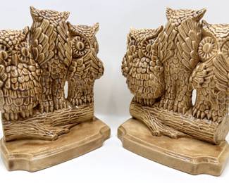 Pair Vintage Arners Ceramic Owl Bookends, Signed "Paul & Lu" Hear No Evil, See No Evil, Speak No Evil
Lot #: 91
