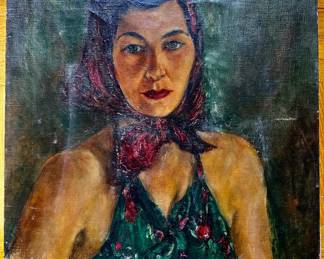 Vintage 1936 Original Oil Painting Portrait Of A Woman, Signed Purchased At An Antiques Store In The Hamptons
Lot #: 53