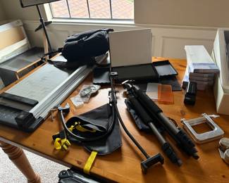 Plein aire easel and supples
Paper cutter
Paint tube tighter 
Canvas 