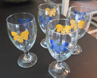 Hand Painted Goblet Set of 4