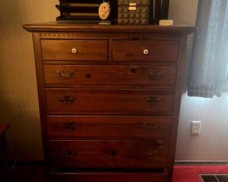 Tallboy antique 7-drawer dress with orginal hardware, office supplies