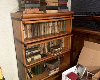 4-shelf barrister bookcase, vintage books 