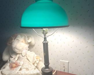 Antique Bankers Green Shade Emeralite Style lamp.