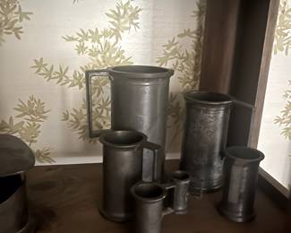 Pewter measuring jugs