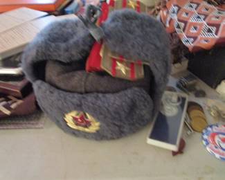 Vintage hat, pins, scarves