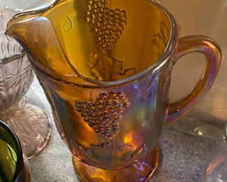 Vintage Carnival Glass Pitcher
