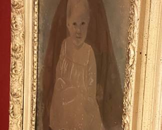Antique Gesso Framed Baby Photograph