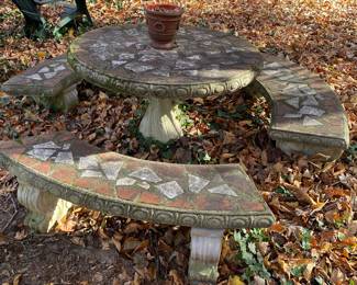 Cement Table and Bench Set