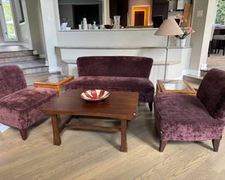 Eggplant Slipper Chairs and Settee 